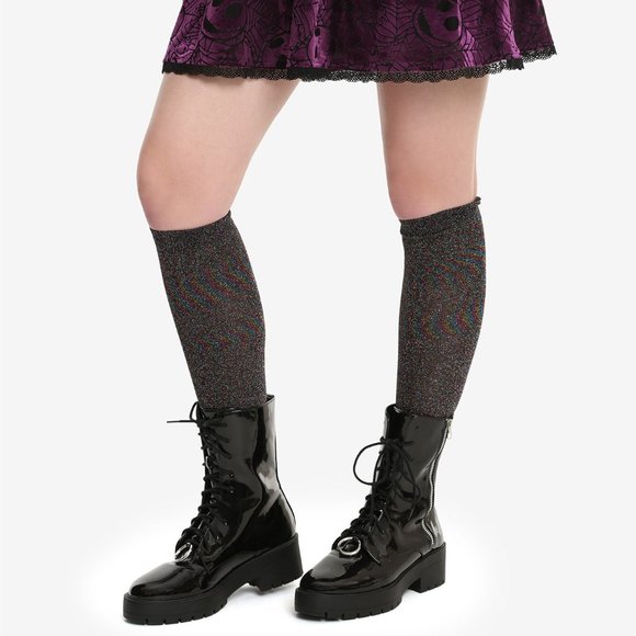 Blackheart Accessories - Blackheart Rainbow Metallic Knee High Socks